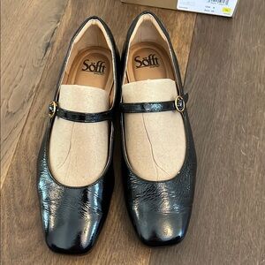 Sofft Black Patent Leather Elsey Mary Kane Flats Square Toe